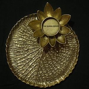Elegant Table Centerpiece for Home & Dining Luxury <b>Brass</b> Floral Candle <b>Holder</b> Gold Plated Metal Flower Taper <b>Candlestick</b> - Product Image 3