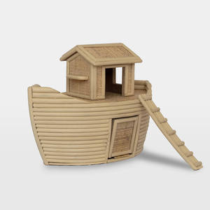 Juguete Infantil de Mimbre Hecho a Mano, Estilo Vintage, Modelo Arca de Noé, Barco de Madera Educativo para Bebés - Product Image 1