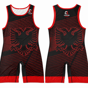 Singlet de Lucha Libre Personalizado para Hombre, Sublimado con Estampado Frontal, Color Negro y Rojo, Marca Sinewy Sports 2026 - Product Image 2