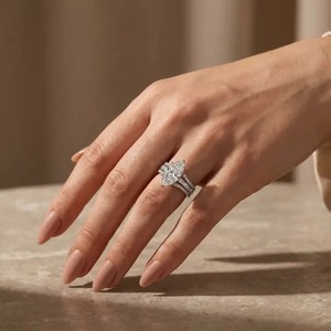 Anillo de Compromiso y Matrimonio de Moissanita 925 con Corte Marquesa, Bañado en Oro Blanco, con Certificación IGI y Claridad VVS - Product Image 3