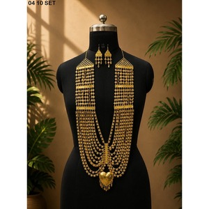 Ensemble de collier long plaqué or style français pour femmes, ensemble de bijoux Toulouse, ensemble de bijoux élégant pour soirée, parure de bijoux femme - Product Image 3