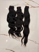 Rambut Manusia India Alami Bergelombang, Tebal di Ujung, Bebas Kusut, Remy Hair