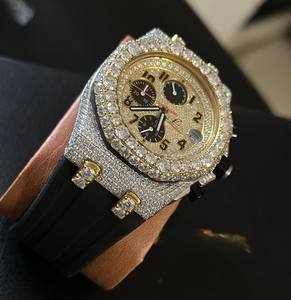 Reloj de Pulsera de Lujo para Hombre, Dos Tonos, con Diamantes Moissanite, Correa de Caucho Roja y Negra, Fecha, Edición Limitada, Analógico - Product Image 3