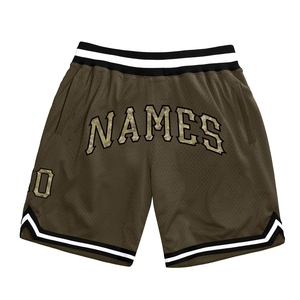 Venta al por Mayor Directa de OMMIZ INDUSTRY, Pantalones Cortos de Baloncesto Personalizados con Diseño de Camuflaje Oliva-Negro, Estilo Retro, Homenaje al Servicio - Product Image 1