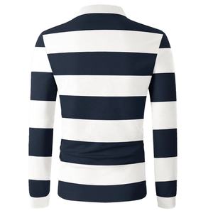 Nueva ropa de hombre al por mayor mangas completas camisetas de rayas sólidas para hombre Polo transpirable - Product Image 2