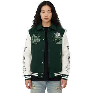 Veste universitaire verte et blanche pour homme, logo brodé, motif papillon, col rabattu, tenue décontractée d'automne, OEM - Product Image 5