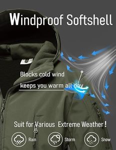 Custom Logo <b>Men's</b> Hooded Softshell <b>Jacket</b> Windproof Waterproof <b>Fleece</b> <b>Lined</b> Tactical <b>Jacket</b> Wholesale - Product Image 5