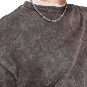 เสื้อสเวตเชิ้ตคอกลมทรงโอเวอร์ไซส์สำหรับผู้ชาย สีพื้น ผ้าฟลีซถัก สวมใส่สบายๆ ในฤดูใบไม้ร่วง ทรงปกติ - Product Image 6