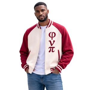 Chaqueta Varsity de Béisbol para Hombre de Alta Calidad, Fabricada por OEM, con Mangas de Cuero y Bordado Personalizado, Chaqueta Cortavientos - Product Image 1