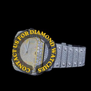 Impresionante Reloj con Esfera Cuadrada de Moissanita Blanca con Incrustaciones de Diamantes, Números Romanos, Fecha Automática, Resistente al Agua, Premium - Product Image 3