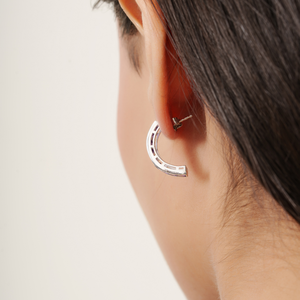 Natural Round Cut Amethyst Gemstone <b>Solid</b> 925 Sterling <b>Silver</b> C Shape <b>Hoop</b> <b>Earrings</b> For Women's Party Wear Jewelry - Product Image 4