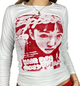 Denim Inspired Womens Winter Tee Y2k With Chiffon Detail And Modern Logo Print Appeal - Product Image 1