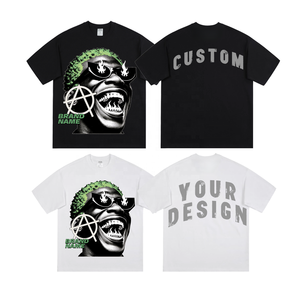Camiseta Gráfica Corta Oversize de Streetwear para Hombre, Personalizada con Impresión DTG y Pedrería, Lavado Ácido, 100% Algodón - Product Image 5
