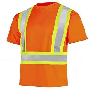 Camisa de Seguridad Reflectante Naranja para Hombre, Cuello Alto, Manga Corta, Transpirable, Informal de Verano, 100% Poliéster - Product Image 6
