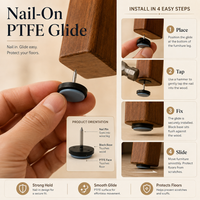 Glissières de chaise en PTFE de 20 mm à fixer sur les pieds de chaise en bois et pour sols durs