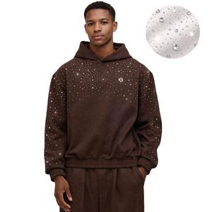 Sweat-shirts à capuche premium ornés de strass pour hommes, en molleton de coton épais, coupe oversize, style streetwear, logo personnalisé, fourniture OEM - Product Image 1