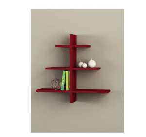 Étagère murale flottante noire à grille croisée, bibliothèque géométrique moderne en bois, présentoir mural organisateur - Product Image 2