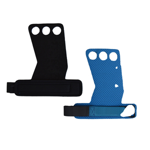 Poignées de gymnastique respirantes en cuir carbone Wellshow Sport, 3 trous, bandes de maintien pour les poignets, protection des mains pour l'entraînement de force et la musculation - Product Image 2