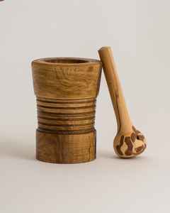 Mortier et pilon en bois massif, outil de cuisine manuel, écologique, pour broyer les herbes et les épices, 146, moulin à épices traditionnel - Product Image 4