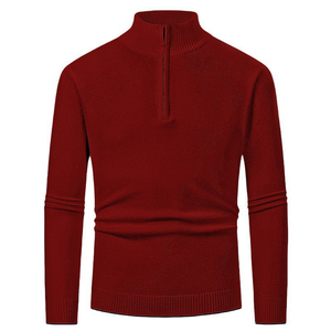 Custom Knitted <b>Sweater</b> Winter Half Zip <b>Sweater</b> Branded <b>Men's</b> Clothing Pullover Long Sleeve Knit Wear - Product Image 1