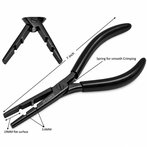 Pince de pose et de retrait d'extensions capillaires de 7 pouces, en acier inoxydable, à mâchoires plates, manche bleu, outil professionnel de salon - Product Image 5