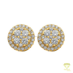 Pendientes de Diamantes Cultivados en Laboratorio, Diseño de Clúster, Plata de Ley 925, Chapados en Oro, Joyería Elegante de Primera Calidad - Product Image 2