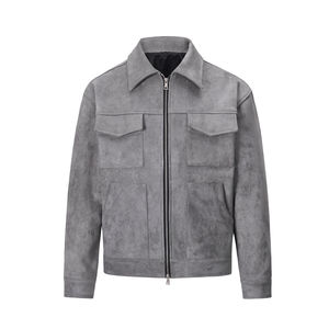 OEM Custom High Quality <b>Suede</b> <b>Leather</b> <b>Jacket</b> High Street Multi-Pocket Zip <b>Jacket</b> High Street Multi-Pocket Zip <b>Jacket</b> Men's - Product Image 6
