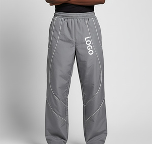 Pantalon de survêtement ample et oversize de qualité supérieure pour homme, avec logo brodé, cordon de serrage, coupe large, style streetwear, en toile épaisse - Product Image 1