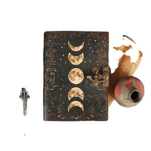 Diario de Cuero con Diseño Lunar, Libro de Hechizos de Fases Lunares, Diario de Sombras, Cuaderno de Bocetos Vintage con Borde Rústico, 100 Hojas de Papel de Alta Calidad - Product Image 6