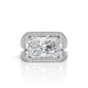 Premium Cushion Cut <b>CZ</b> <b>Ring</b> Iced Out Silver Plated Fashion <b>Ring</b> Luxury Statement Jewelry for Women Men - Product Image 2