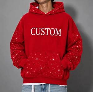 Sudadera con Capucha Extra Grande para Hombre, 100% Algodón, Felpa, con Bordado de Pedrería, Estilo Urbano - Product Image 3