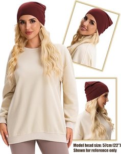 Solid Slouchy Beanie <b>Winter</b> <b>Hat</b> for <b>Women</b> 100% Acrylic Knit Cap Casual Style Maroon Color Head Circumference 56-58CM - Product Image 6