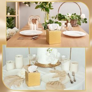 Gold Tissue Box Cover Square Facial Tissue Holder Luxury Brass Napkin Dispenser Metal Paper <b>Case</b> Desk Face Tissue Organizer Box - Product Image 5