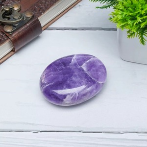 Natural Amethyst Palm <b>Stone</b> Polished Oval Purple Crystal Gemstone for Meditation Feng Shui Collection - Product Image 2
