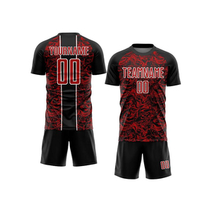Uniforme de football à manches courtes d'été 100% polyester imprimé personnalisé avec le nom de l'équipe, léger, respirant, séchage rapide, OEM - Product Image 3