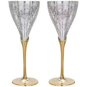 High-End Dual Finish Silver Plated <b>Wine</b> <b>Goblet</b> Polished Brass Base Altar Chalice Set Of 2 - Product Image 1