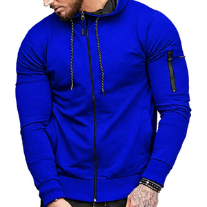 Sudadera con Capucha Verde para Hombre, Cierre de Cremallera, Corte Ajustado, Informal, Tejida en Poliéster, para Otoño - Product Image 4