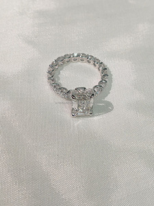Elegant Emerald Cut Diamond Ring in White Gold Side <b>Stones</b> Timeless Luxury Design with Brilliant Sparkle Perfect Engagements - Product Image 2