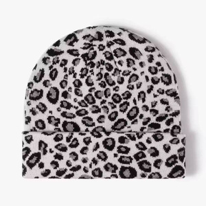 Leopard Print Beanie Hat 100% Acrylic Jacquard Knit Unisex Adult Size 56-58CM Casual <b>Winter</b> <b>Cap</b> - Product Image 5