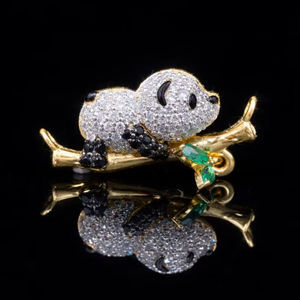 Cute Animal <b>Pendant</b> With Round Brilliant Cut Diamonds In 18K <b>Solid</b> <b>Gold</b> Micro Insert Themed Charm Unisex Gift - Product Image 1