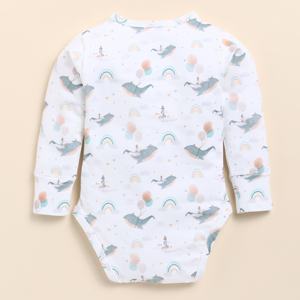 Body à manches longues en bambou élasthanne biologique de qualité supérieure Sous-vêtements pour bébé imprimés Baleine du temps - Product Image 3