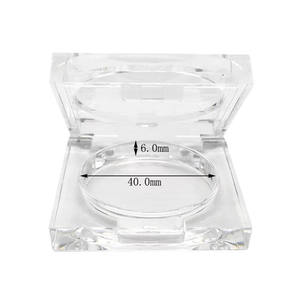 Envase Cosmético Acrílico Transparente con Tapa Abatible, Logotipo Personalizado, Envase Vacío, 40 mm de Diámetro, Superficie Brillante, Serigrafía, para Rubor - Product Image 1