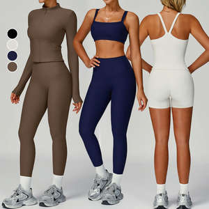 Conjunto Deportivo para Hombre: Top de Manga Larga, Sujetador Deportivo, Pantalones Cortos y Leggings para Gimnasio, Yoga y Fitness, Atuendo Transpirable con Cintura Ajustable - Product Image 2