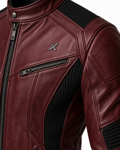 Chaqueta de Motociclista de Cuero Acanalado |   Impresos y Transpirables |   Personalizable |   Fabricante OEM ODM |   Verde Borgoña Marrón |   Carreras - Product Image 4