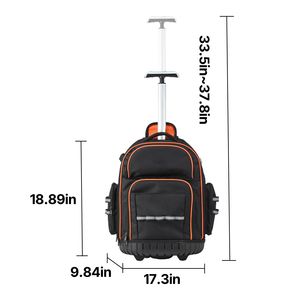 Mochila Portaherramientas con Ruedas, Capacidad de Carga de 110 Libras, 45 Bolsillos, Asa Telescópica Ajustable, Bolsa de Herramientas Resistente con Ruedas - Product Image 6