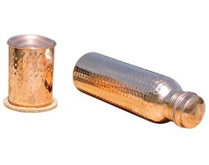 Mirror Finish Hammered Copper <b>Large</b> Capacity Leakproof Handcrafted Reusable Ayurvedic Drinking Water Bottle - Product Image 6