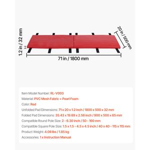 Imbottitura Protettiva Avvolgente per Palo da Basket, 71 Pollici di Altezza, 1,2 Pollici di Spessore, Resistente, per Attrezzature Sportive 2-6.3 4.5x4.5 - Product Image 4
