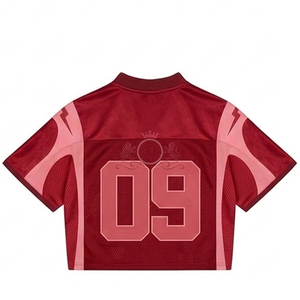 Maillot de football personnalisé pour homme, col en V, manches courtes, respirant, en maille polyester, numéro 09, design d'équipe rouge, vêtements toutes saisons - Product Image 3