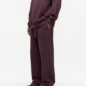 Ensemble de survêtement à capuche pour homme, couleur unie, coupe droite, pantalon et sweat-shirt décontractés, 100 % coton, idéal pour l'hiver, anti-boulochage - Product Image 6