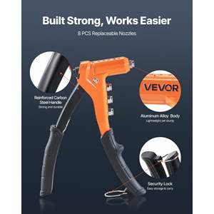 Kit de Herramientas para Tuercas Remachables de 9 Pulgadas, con una Sola Mano, 8 Mandriles, Broca Escalonada, 80 Tuercas, Tamaño Métrico y SAE, M3 M4 M5 M6 6-32 8-32 10-24 - Product Image 3